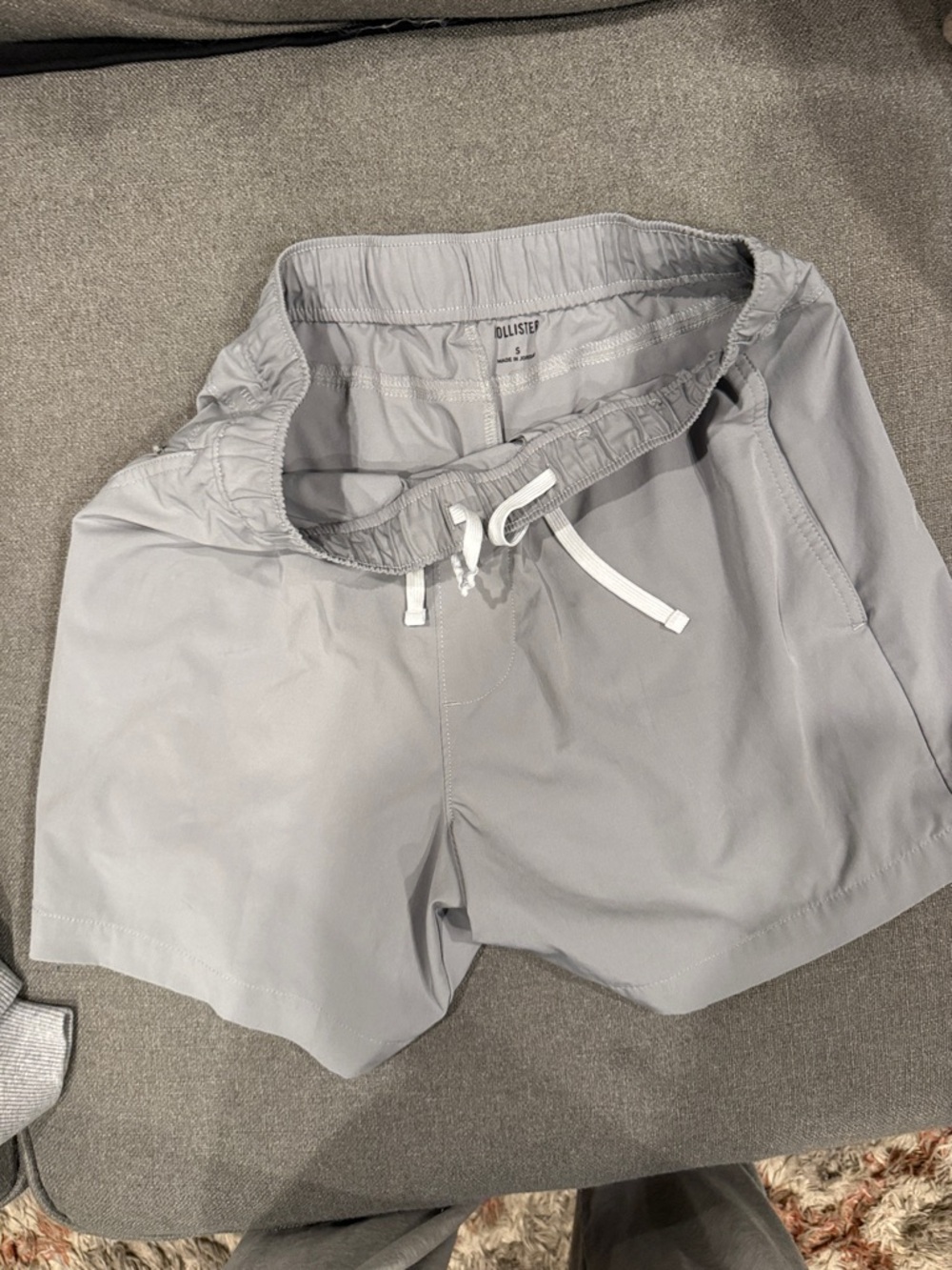 Hollister Men's Light Gray Athletic Swim Shorts